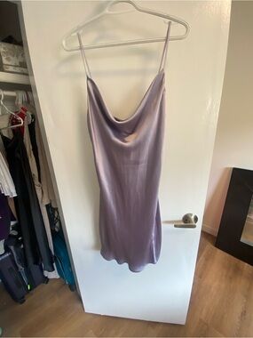 Dynamite Lilac Satin Cowl Midi Slip Dress